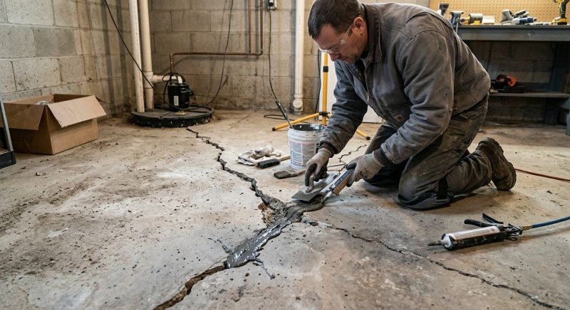 Cracked Basement Floor Repair in Statesville, NC