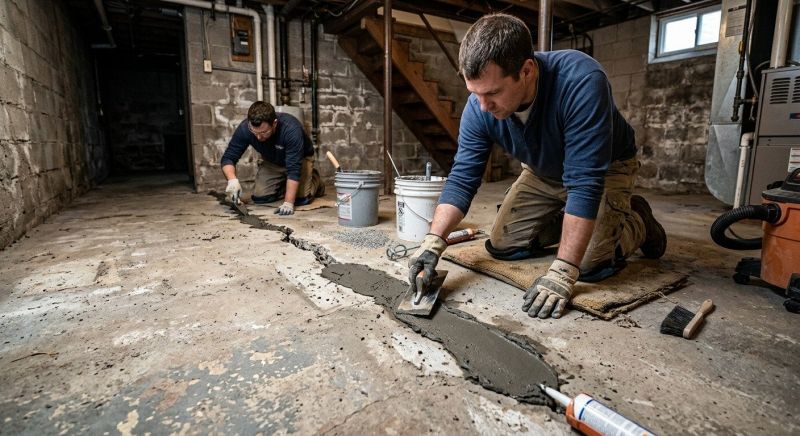 Cracked Basement Floor Repair in Statesville, NC