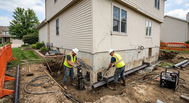 Sinking Foundation Repair in Davie County, NC
